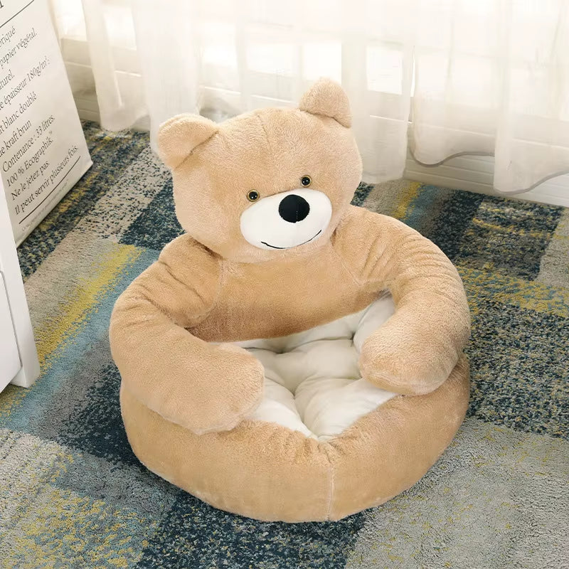 Super Soft Dog Bed Cute Winter Warm Bear Hug Cat Sleeping Mat Semi-Closed Puppy Kitten Plush Nest Cushion Dog Sofa Pet Supplies
