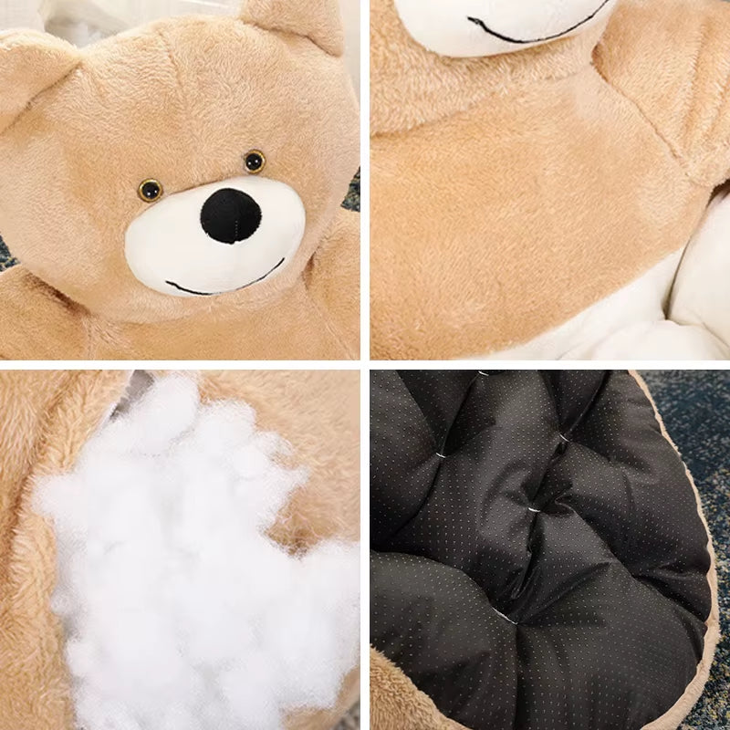 Super Soft Dog Bed Cute Winter Warm Bear Hug Cat Sleeping Mat Semi-Closed Puppy Kitten Plush Nest Cushion Dog Sofa Pet Supplies