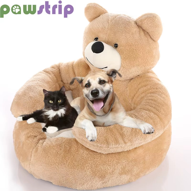 Super Soft Dog Bed Cute Winter Warm Bear Hug Cat Sleeping Mat Semi-Closed Puppy Kitten Plush Nest Cushion Dog Sofa Pet Supplies