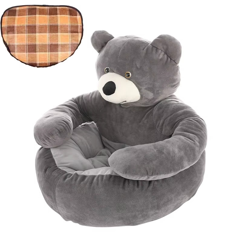 Super Soft Dog Bed Cute Winter Warm Bear Hug Cat Sleeping Mat Semi-Closed Puppy Kitten Plush Nest Cushion Dog Sofa Pet Supplies